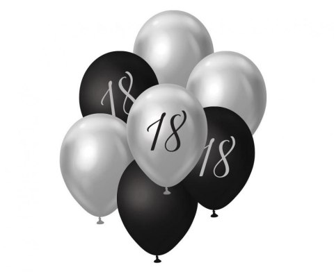 Balon gumowy Beauty&Charm srebrno-czarny numer 18, 7 szt. mix 12cal Godan (BB-18S7)