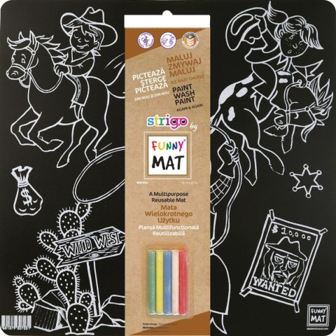 Podkład na biurko FUNNY MAT BLACK WESTERN sfu703 czarny polipropylen PP [mm:] 400x400 Strigo (8681379307031)