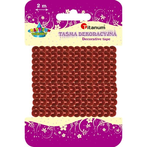 Taśma ozdobna Craft-Fun Series z cekinów 6x2 [mm x m] czerwona Titanum (363632)