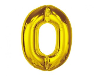 Balon foliowy Smart, cyfra 0, złota, 92 cm Godan (CH-S9Z0)