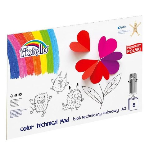 Blok techniczny A3 kolorowy 160g 8k Fiorello (150-1439)
