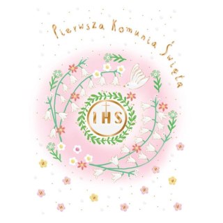 Kartka składana Karnet A5 KOMUNIA GOŁAB RÓżOWY A5 Henry (5905701482641)