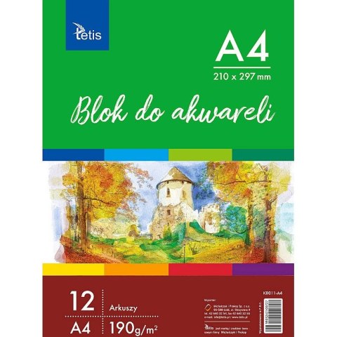 Blok artystyczny szkicownik A4 190g 12k Tetis (KB011-A4)