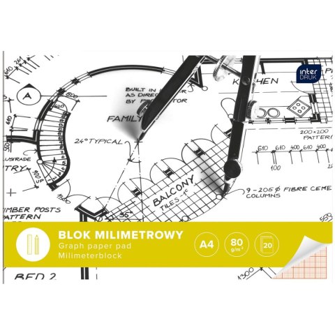 Blok milimetrowy A4 80g 20k Interdruk (BLMIA4)
