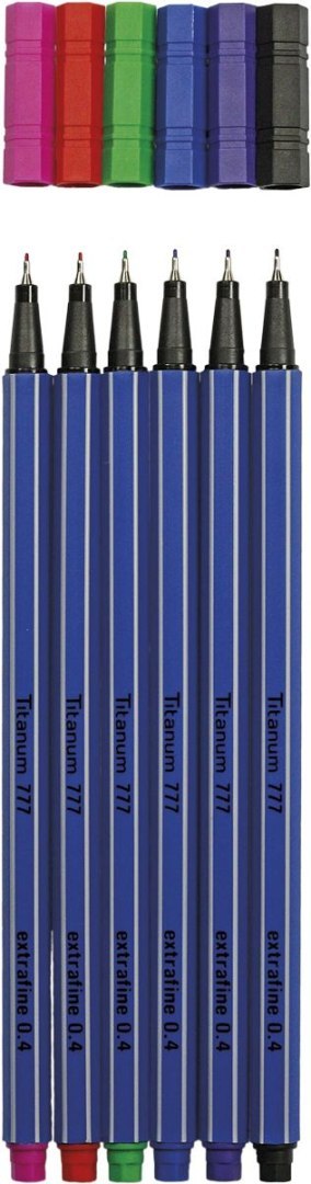 Cienkopis Fineliner wkład mix 0,4mm 6kol. Titanum (777)