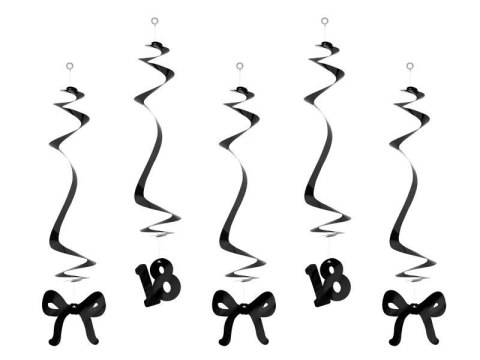 Dekoracja Świderki na 18 urodziny z kokardkami, 50cm, czarne Partydeco (SWID7-18-010)