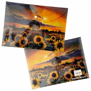 Teczka plastikowa na zatrzask Słoneczniki Vista A4 mix 28 mic. Narcissus