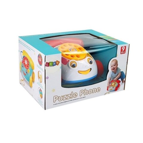 Telefon zabawkowy Do Ciągnięcia na Kółkach ze słuchawka na Baterie dla Niemowlęcia Lean (6889)