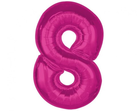 Balon foliowy Smart cyfra 8, różowa, 92 cm Godan (CH-S9R8)