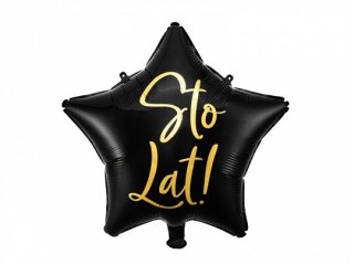 Balon foliowy Sto Lat!, 40cm, czarny 15,5cal Partydeco (FB94-010)