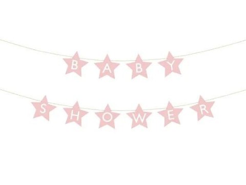 Baner Baby shower, 290x16.5 cm, jasny różowy Partydeco (GRL97-081J)