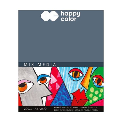 Blok rysunkowy miz media młody artysta A5 biały 200g 25k Happy Color (HA 3720 1520-A25)