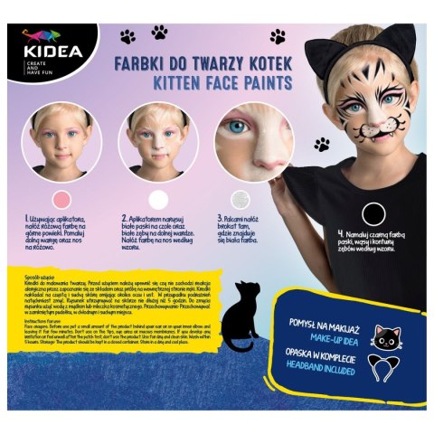 Farba do malowania twarzy kidea Zestaw z opaska kotek 3 kolor. Derform (FDTZKOKA)