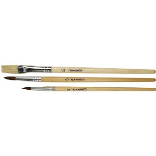 Pędzel drewniany uchyt zestaw 3 szt. nr mix Flamingo (PS-01)