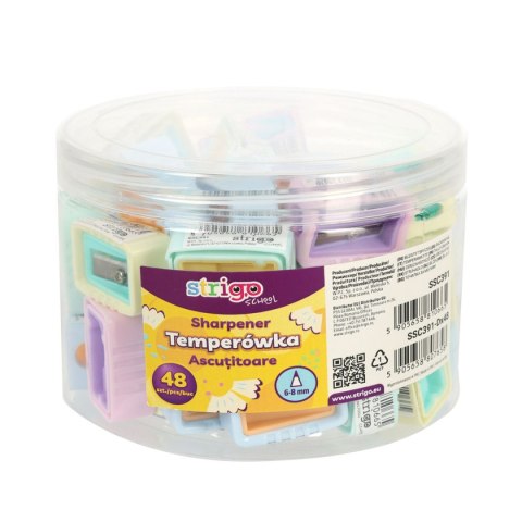 Temperówka z pojemnikiem i otw mix plastik Strigo (SSC391)