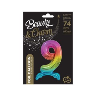 Balon gumowy Beauty&Charm cyfra stojąca tęczowa tęczowy 30cal Godan (BC-AST9)