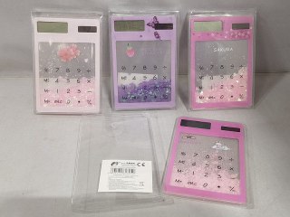 Kalkulator kieszonkowy przezroczysty z płynnym brokatem Adar (616950)