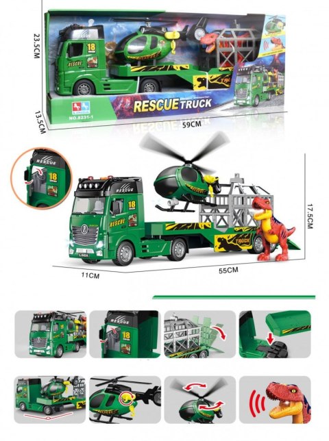 Laweta z helikopterem i dinozaurem Lean (23119)
