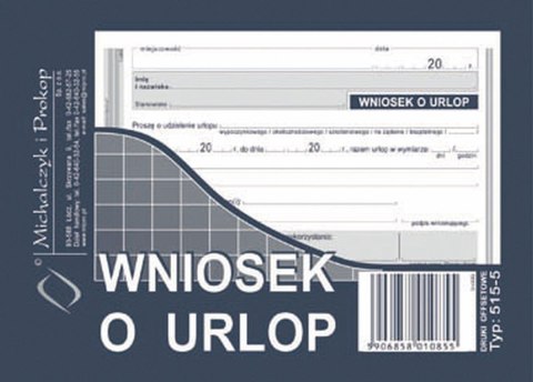 Druk offsetowy Wniosek o urlop A6 40k. Michalczyk i Prokop (515-5)
