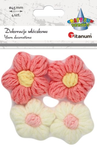 Ozdoba metalowa Craft-Fun Series kwiaty z włóczki Titanum (24BR0201-W&P)