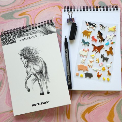 Blok artystyczny szkicownik koń A5 120g 60k Narcissus
