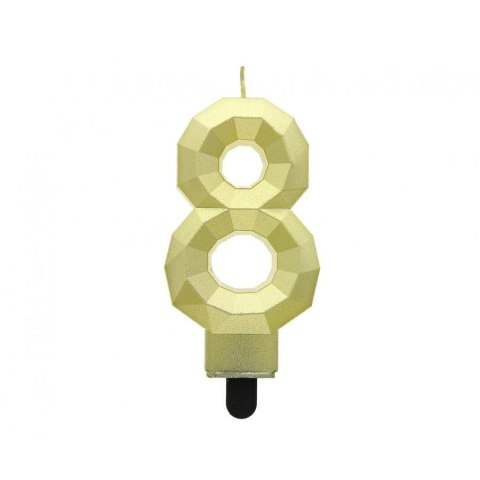 Świeczka urodzinowa cyferka 8 - Diament, metalik złoty, 7.6 cm Godan (PF-SDZ8)