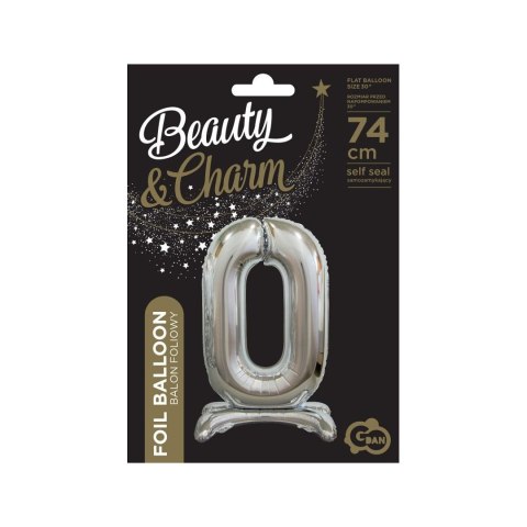 Balon gumowy Beauty&Charm cyfra stojąca srebrna srebrna 750mm 30cal Godan (BC-ASSO)