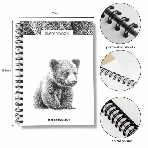 Blok artystyczny szkicownik niedziedź B5 120g 60k Narcissus