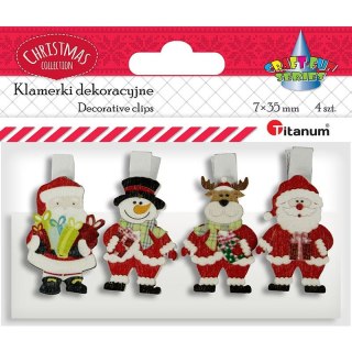 Ozdoba drewniana Craft-Fun Series klamerki xmass Mikołaj, bałwanek, renifer Titanum (AE19118-10)