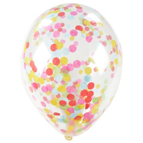 Balon gumowy z kolorowym konfetti (5 szt.) transparentny 300mm Arpex (KB2688)