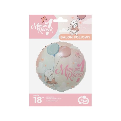 Balon foliowy kolekcja mam już roczek - króliczek 18cal Godan (FG-O1KR)