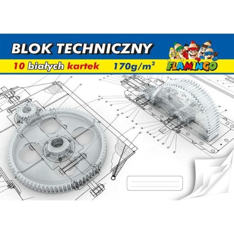 Blok techniczny A3 biały 170g 10k Flamingo