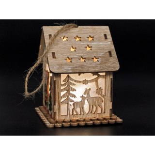 Lampki świąteczne domek z Mikołajem, drewniany Adar (511828)