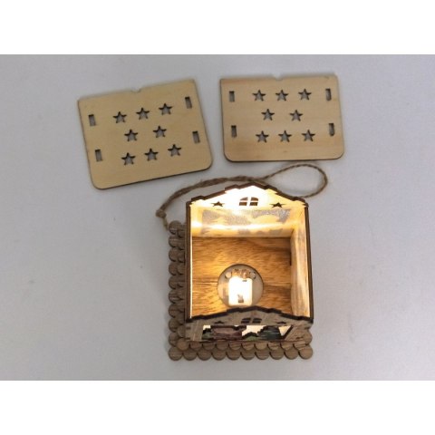 Lampki świąteczne domek z Mikołajem, drewniany Adar (511828)