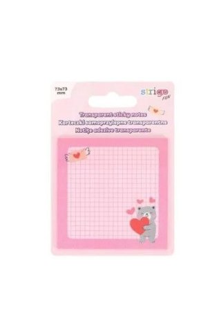 Notes samoprzylepny (karteczki) TRANSPARENTNE RÓZOWE różowe 50k [mm:] 73x73 Strigo (SSN051)