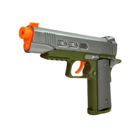 Zestaw policyjny Pistolet 20cm Odznaka Gwizdek Kabura Efekty Świetlne Dźwięk Lean (7869)