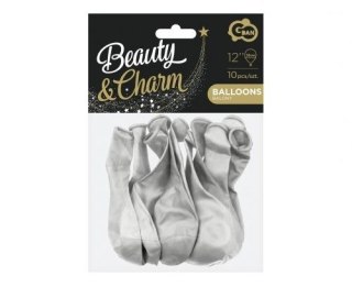 Balon gumowy Beauty&Charm metalik srebrny 10 sztuk metalizowany srebrny 12cal Godan (CB-1MSR)