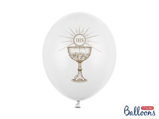 Balon gumowy Strong Ihs komunia 50 szt. biały 300mm Partydeco (SB14P-111-008)