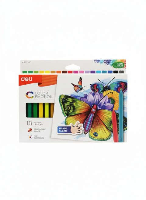 Kredki świecowe COLOR EMOTION 18 KOLORÓW trójkątne 18 kol. Deli (EC20010)