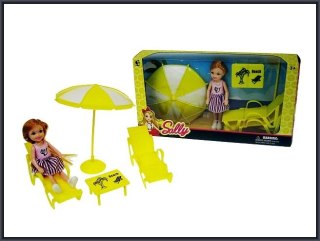 Lalka z leżakiem i parasolem [mm:] 120 Hipo (H12779)