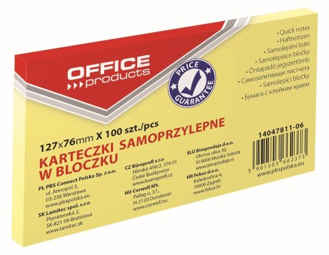 Notes samoprzylepny (karteczki) żółty 100k [mm:] 127x76 Office Products (14047811-06)