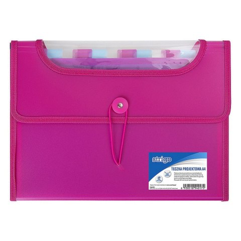 Teczka z przegródkami A4 kolor: różowa 12 przegródek Strigo (SF036)