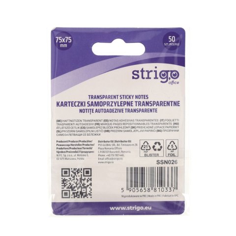 Notes samoprzylepny (karteczki) NEONOWE różowy jasny 50k [mm:] 75x75 Strigo (SSN026)