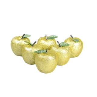 Ozdoba świąteczna Jabłuszka brokatowe (6 szt.) złote Arpex (BN6042ZLO-3443)