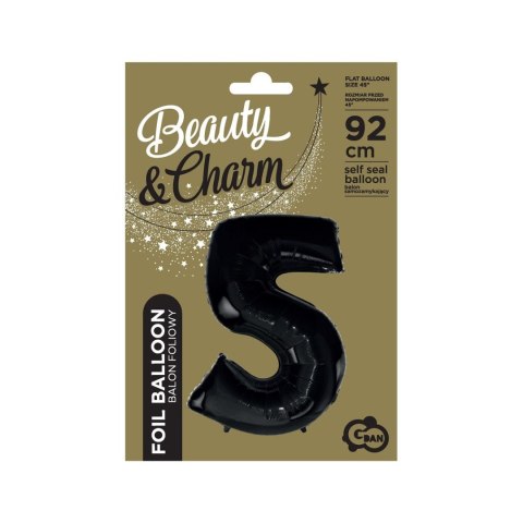 Balon foliowy cyfra 5 CZARNA 45cal Godan (FG-C85CZ0)