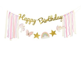 Baner Happy Birthday Jednorożec, 230x17.5 cm Partydeco (GRL120)