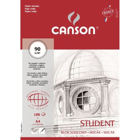 Blok rysunkowy Student A4 biały 90g 100k [mm:] 210x297 Canson (100554858)