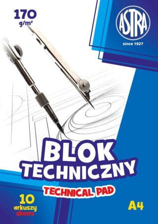 Blok techniczny A4 biały 170g 10k Astra