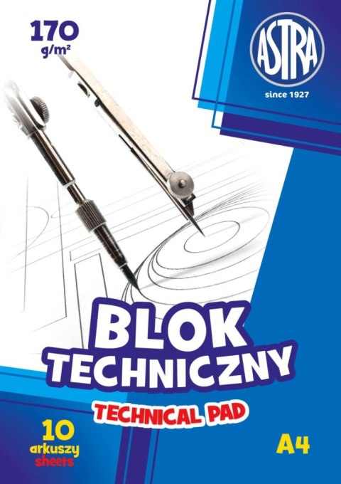 Blok techniczny A4 biały 170g 10k Astra