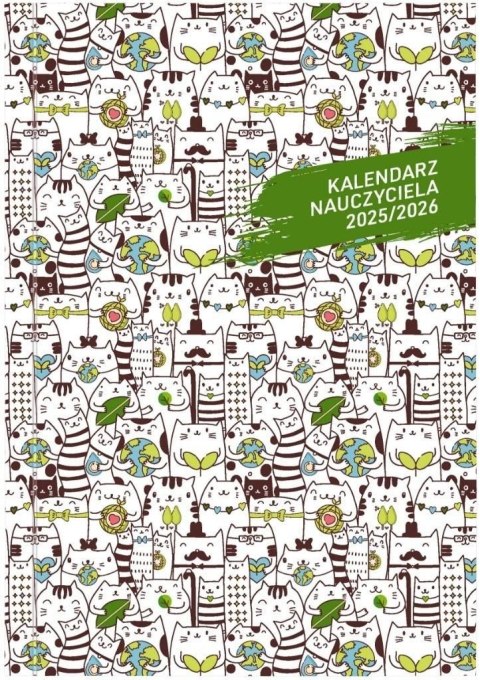 Kalendarz nauczyciela książkowy (terminarz) PCV KOTY bezbarwny A5 Wydawnictwo Wokół Nas (A5TN078B)
